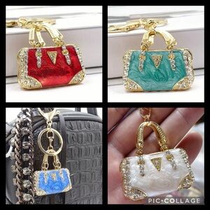Elegant Handbag Keychain Set - Red, Blue, Green, White